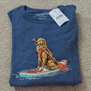 Crewcuts Navy Tee with Paddleboarding Dog Graphic